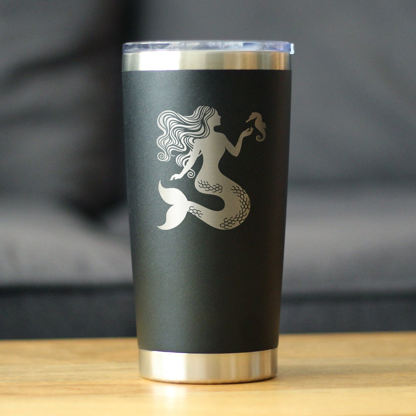 Mermaid - Insulated Coffee Tumbler Cup with Sliding Lid - Stainless Steel Travel Mug - Cute Mermaid Gifts for Women