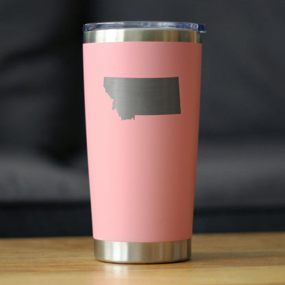 Montana State Outline - Insulated Coffee Tumbler Cup with Sliding Lid - Stainless Steel Travel Mug - Montana Gifts for Women and Men Montanans