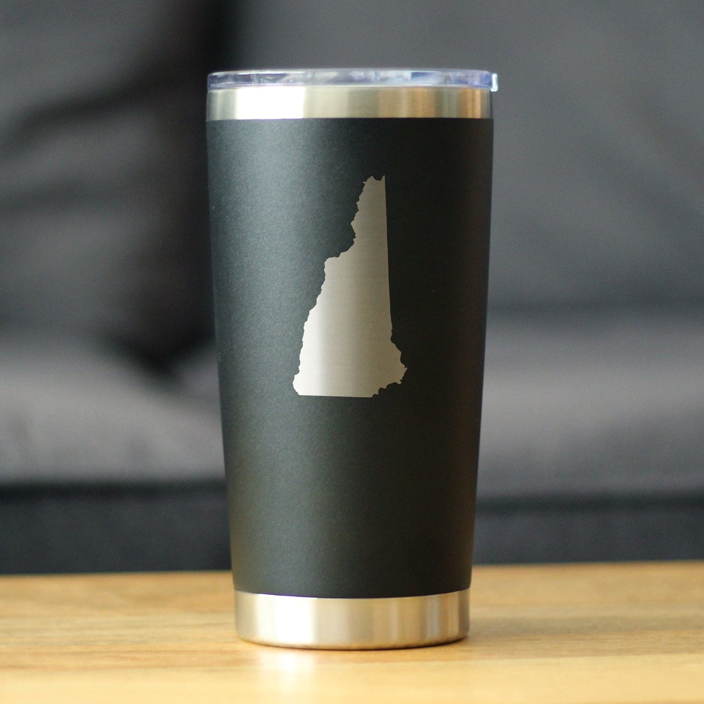 New Hampshire State Outline - Insulated Coffee Tumbler Cup with Sliding Lid - Stainless Steel Travel Mug - New Hampshire Gifts for Women and Men