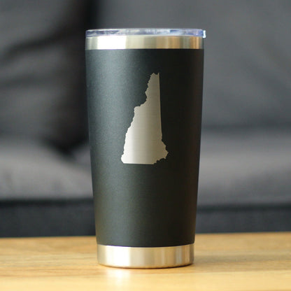 New Hampshire State Outline - Insulated Coffee Tumbler Cup with Sliding Lid - Stainless Steel Travel Mug - New Hampshire Gifts for Women and Men