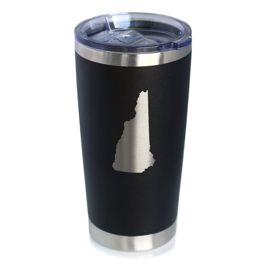 New Hampshire State Outline - Insulated Coffee Tumbler Cup with Sliding Lid - Stainless Steel Travel Mug - New Hampshire Gifts for Women and Men
