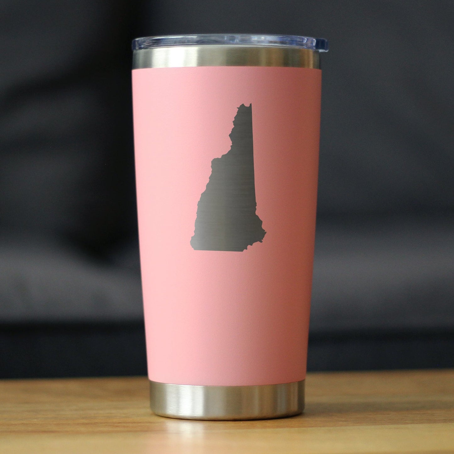 New Hampshire State Outline - Insulated Coffee Tumbler Cup with Sliding Lid - Stainless Steel Travel Mug - New Hampshire Gifts for Women and Men