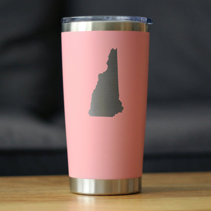 New Hampshire State Outline - Insulated Coffee Tumbler Cup with Sliding Lid - Stainless Steel Travel Mug - New Hampshire Gifts for Women and Men