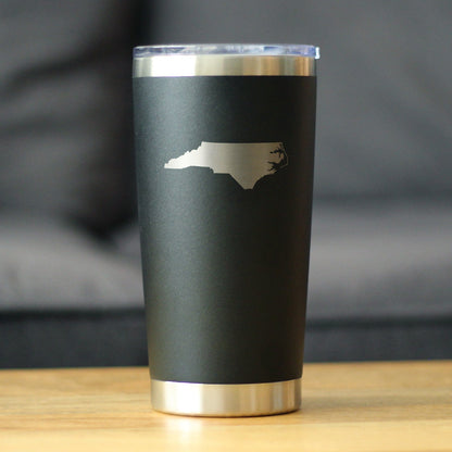 North Carolina State Outline - Insulated Coffee Tumbler Cup with Sliding Lid - Stainless Steel Travel Mug - North Carolina Gifts for Women and Men