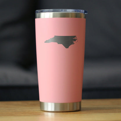 North Carolina State Outline - Insulated Coffee Tumbler Cup with Sliding Lid - Stainless Steel Travel Mug - North Carolina Gifts for Women and Men