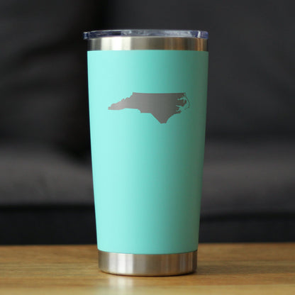 North Carolina State Outline - Insulated Coffee Tumbler Cup with Sliding Lid - Stainless Steel Travel Mug - North Carolina Gifts for Women and Men
