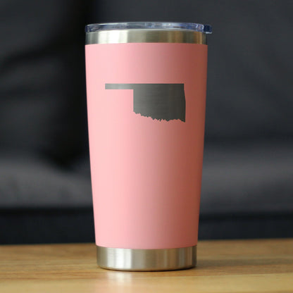 Oklahoma State Outline - Insulated Coffee Tumbler Cup with Sliding Lid - Stainless Steel Travel Mug - Oklahoma Gifts for Women and Men Oklahomans