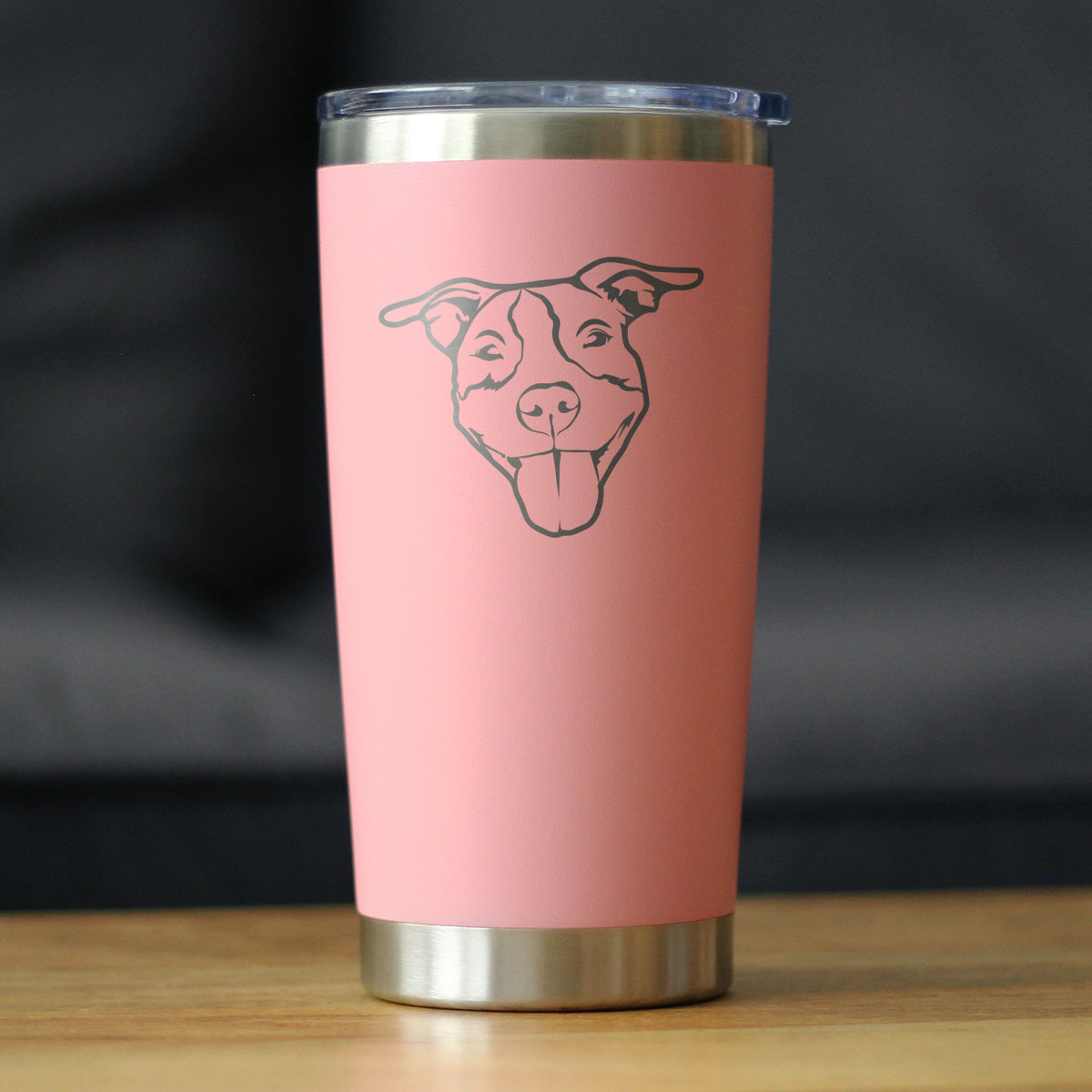 Happy Pitbull - Insulated Coffee Tumbler Cup with Sliding Lid - Stainless Steel Insulated Mug - Cute Pitbull Themed Dog Gifts and Party Decor for Women and Men