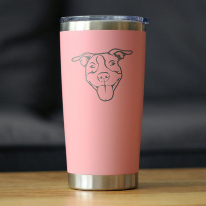 Happy Pitbull - Insulated Coffee Tumbler Cup with Sliding Lid - Stainless Steel Insulated Mug - Cute Pitbull Themed Dog Gifts and Party Decor for Women and Men