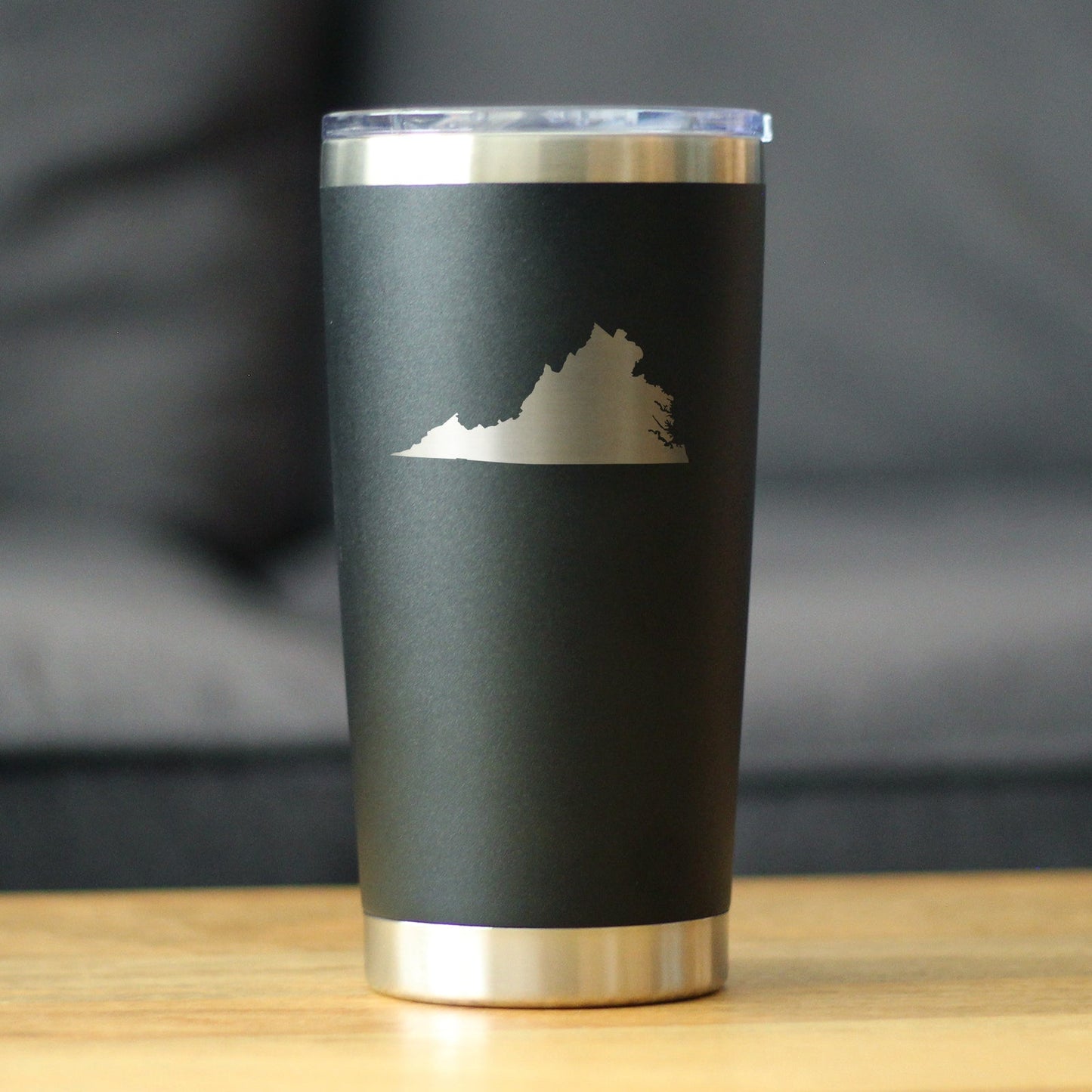 Virginia State Outline - Insulated Coffee Tumbler Cup with Sliding Lid - Stainless Steel Travel Mug - Virginia Gifts for Women and Men Virginians