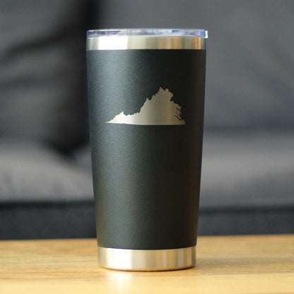 Virginia State Outline - Insulated Coffee Tumbler Cup with Sliding Lid - Stainless Steel Travel Mug - Virginia Gifts for Women and Men Virginians