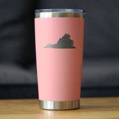 Virginia State Outline - Insulated Coffee Tumbler Cup with Sliding Lid - Stainless Steel Travel Mug - Virginia Gifts for Women and Men Virginians