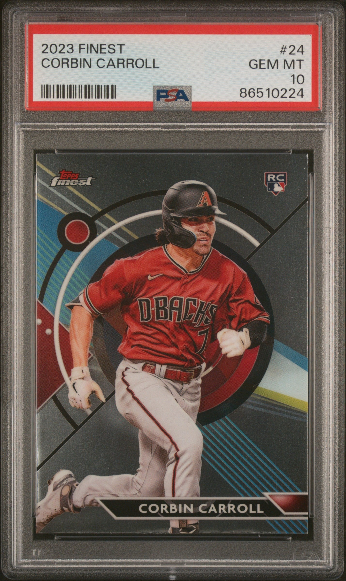 Graded 2023 Topps Finest Corbin Carroll #24 Rookie RC Baseball Card PSA 10 Gem Mint