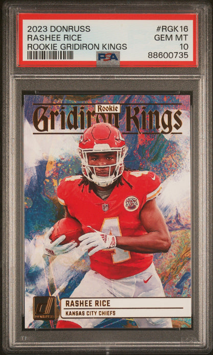 Graded 2023 Panini Donruss Rashee Rice #RGK16 Rookie Gridiron Kings Rookie RC Football Card PSA 10 Gem Mint