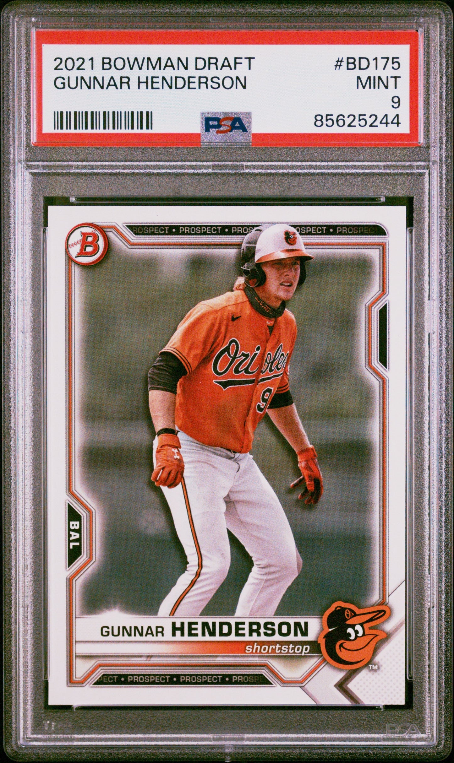 Graded 2021 Topps Bowman Draft Gunnar Henderson #BD175 Rookie RC Baseball Card PSA 9 Mint