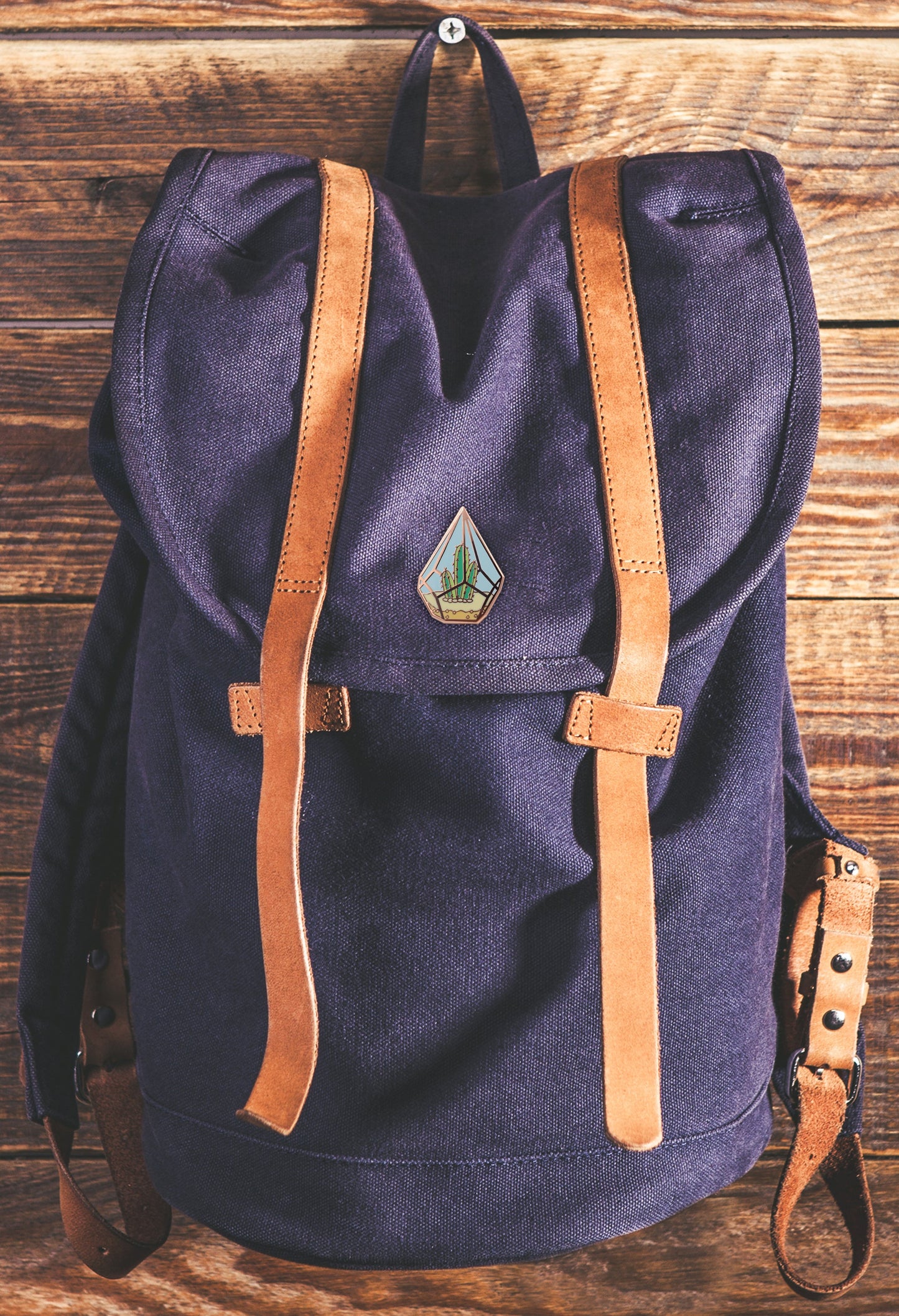Cactus Pin - Cute Cactus in Geometric Terrarium Enamel Pin