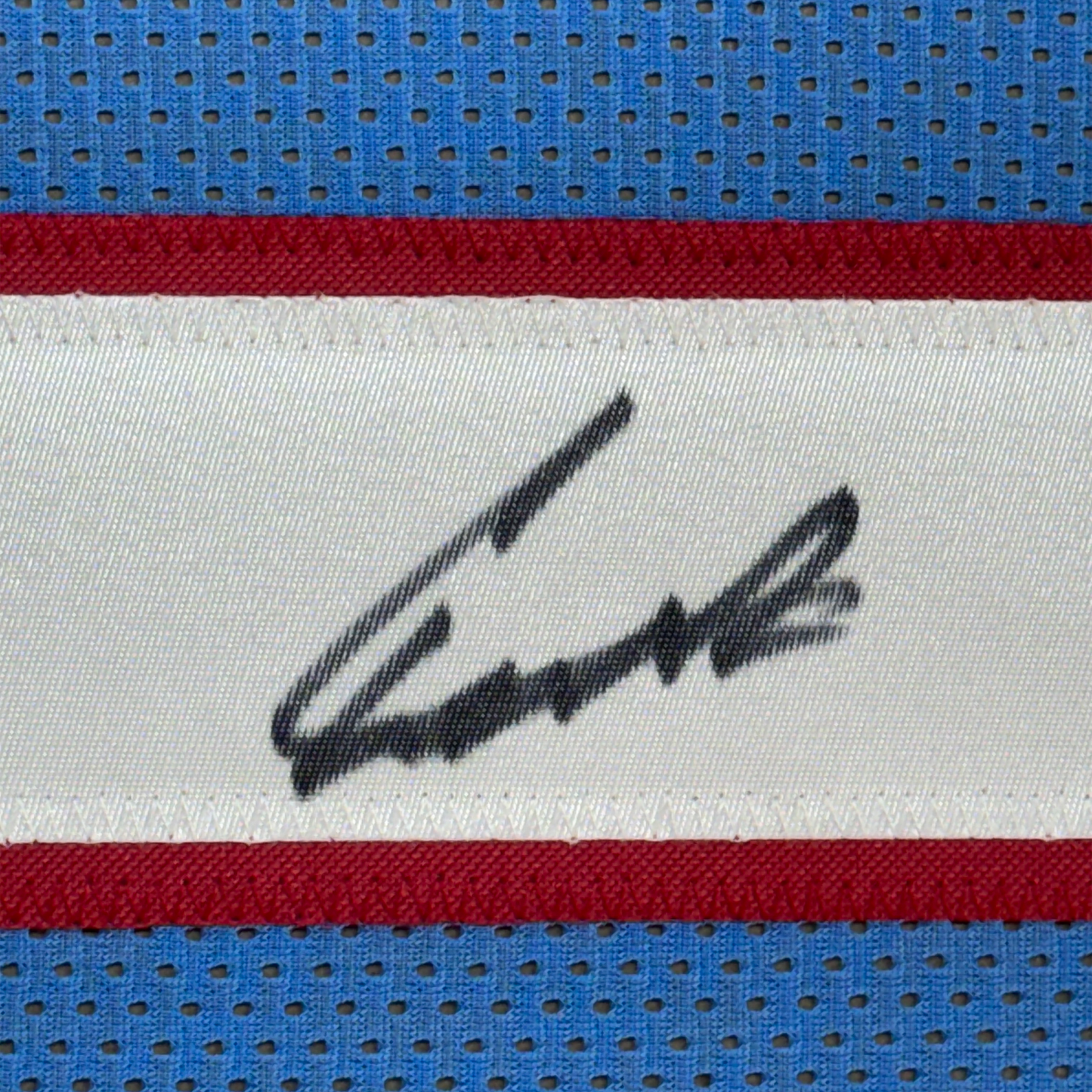 Framed Autographed/Signed Cameron Cam Ward 35x39 Tennessee Retro Light Blue Football Jersey JSA COA