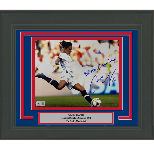 Framed Autographed/Signed Carli Lloyd Better Every Day Team USA World Cup USWNT 8x10 Soccer Photo Beckett BAS COA