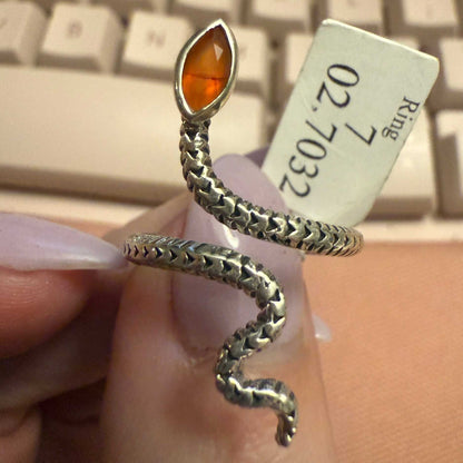 Gemstone Snake Ring - Sterling Silver or Gold Vermeil