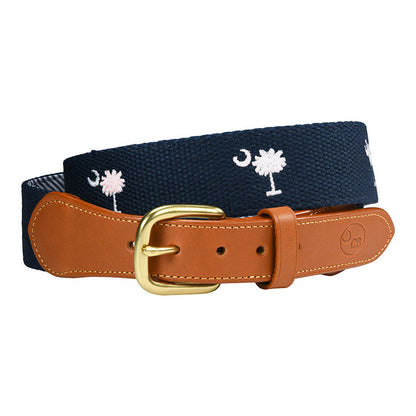 SC State Flag Belt Palmetto Moon on Cotton Web - Triathlete Store