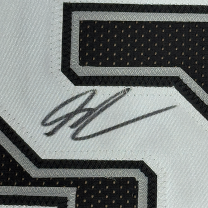 Framed Autographed/Signed Stephon Castle 35x39 San Antonio Black Basketball Jersey JSA COA