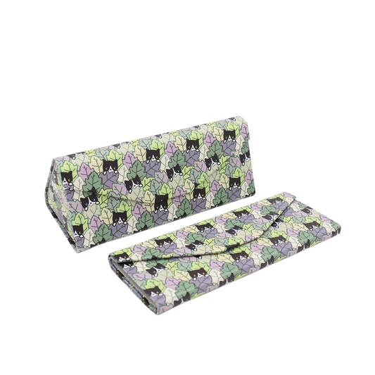 Cat Hide and Seek Print Glasses Case - Vegan Leather Magic Folding Hard Case