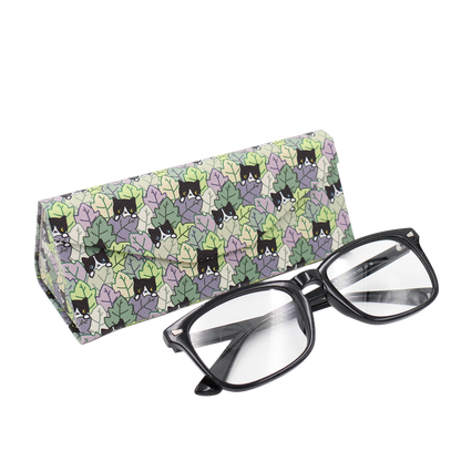 Cat Hide and Seek Print Glasses Case - Vegan Leather Magic Folding Hard Case