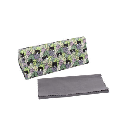 Cat Hide and Seek Print Glasses Case - Vegan Leather Magic Folding Hard Case