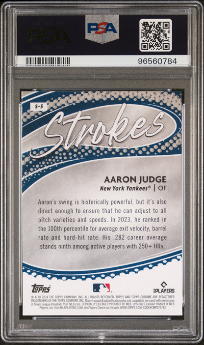 Graded 2024 Topps Chrome Aaron Judge #S5 Strokes Baseball Card PSA 10 Gem Mint