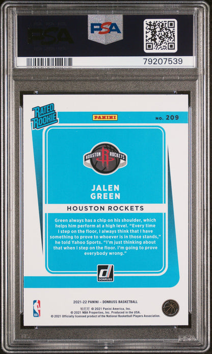 Graded 2021 Panini Donruss Jalen Green #209 Holo Orange Laser Rookie RC Basketball Card PSA 10 Gem Mint
