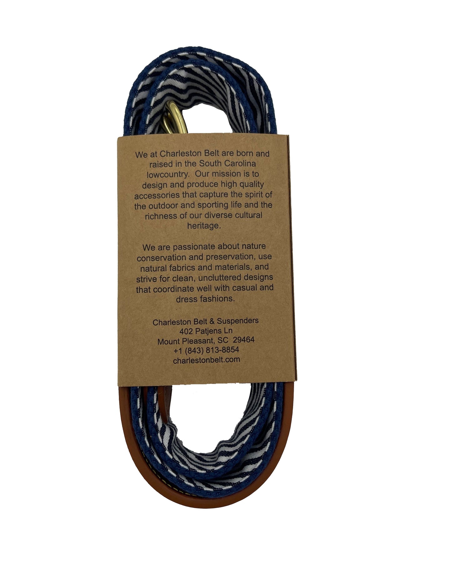 Navy on Khaki - South Carolina Crescent Moon Palmetto State Flag Belt - Triathlete Store