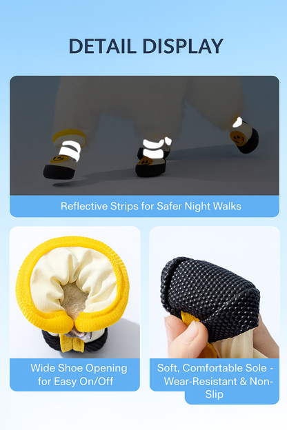 Breathable Smile Dog Shoes with Anti-Slip Soles & Reflective Straps (Set of 4)