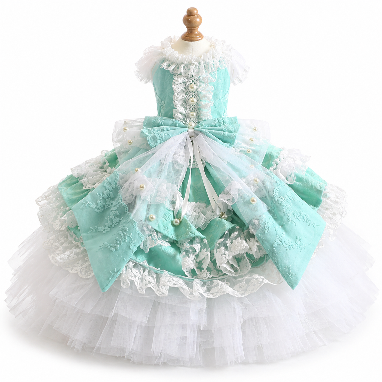 Handmade Luxury Rococo Princess Dog Dress with Crinoline Train – Vintage Royal Pet Gown for Weddings & Photoshoots