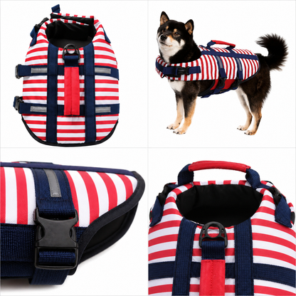 Dog Life Jacket – Striped Design with Safety Handle