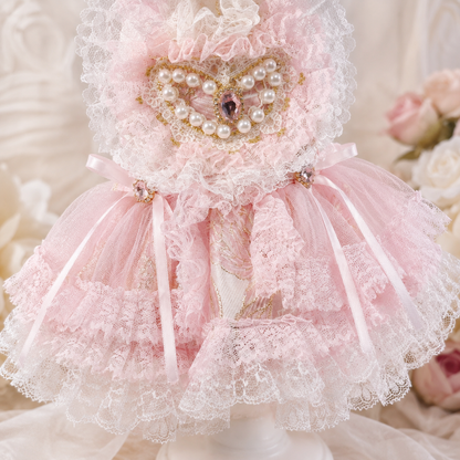 Handmade Romantic Puppy Gown Pink Lace