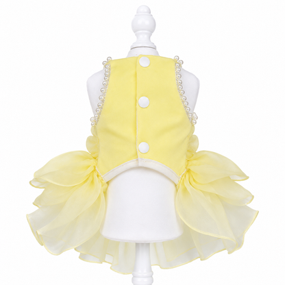 Handmade Elegant Yellow Pearl Princess Dress