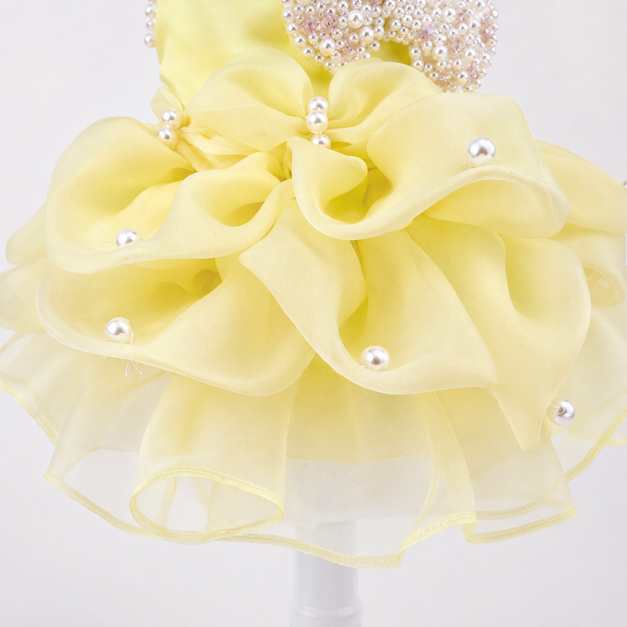Handmade Elegant Yellow Pearl Princess Dress
