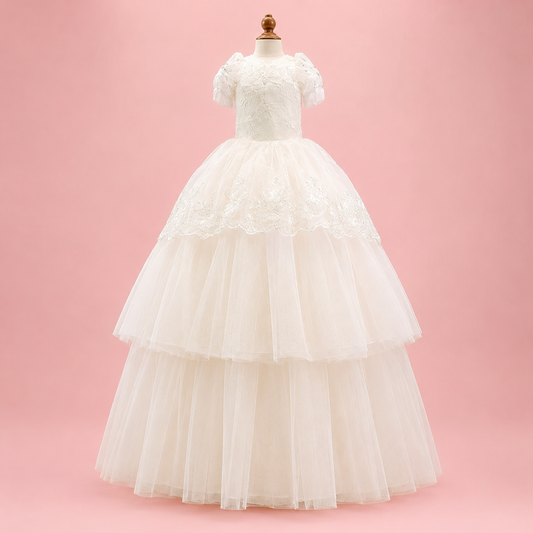 Handmade Ivory Angel Bridal Dog Dress – Luxury Long Train Wedding Gown for Dogs