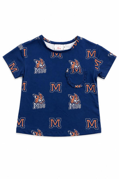 Montana State University Blue Bobcat Ruffle Pocket Tee