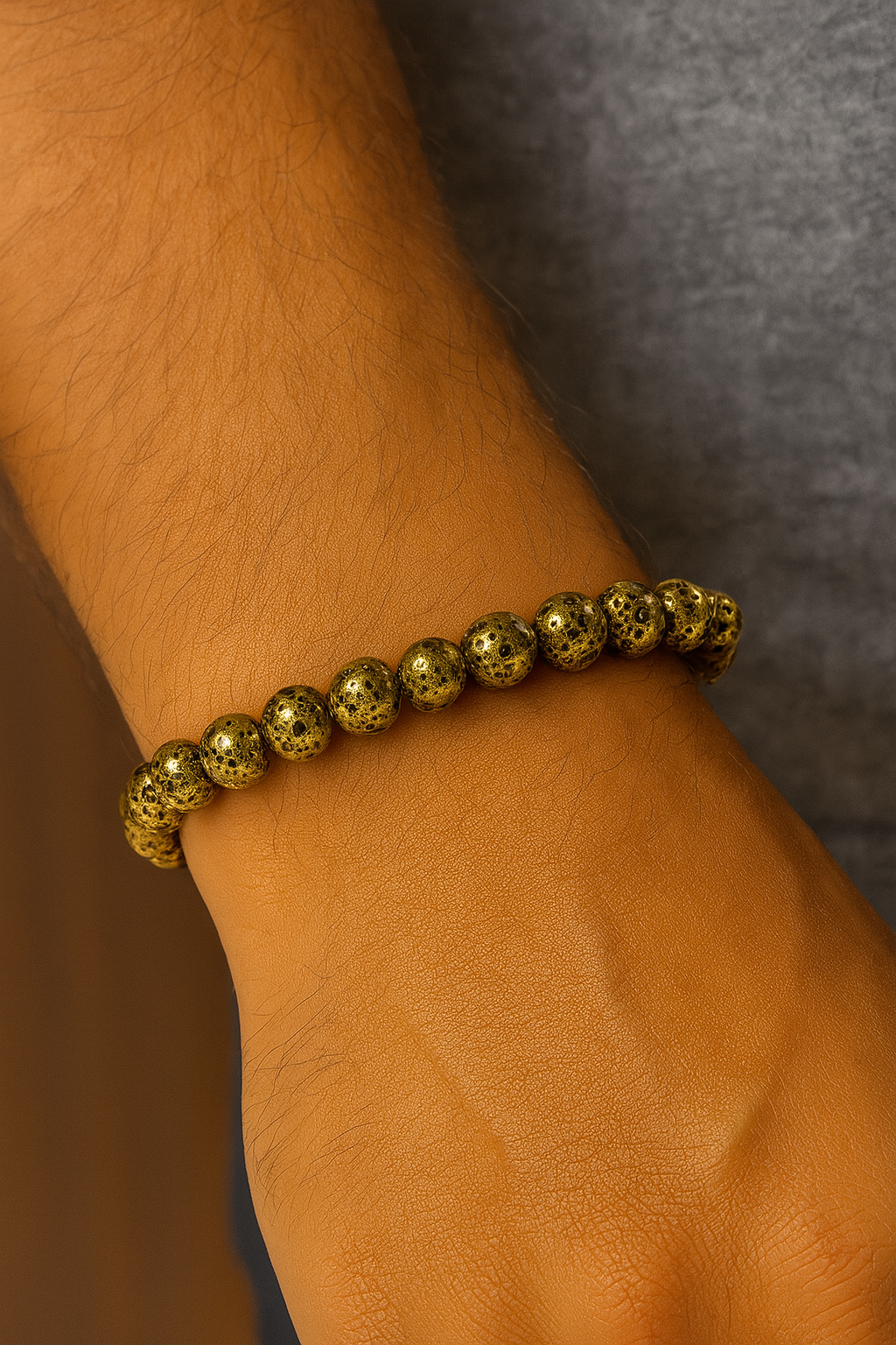 Gold Lava Rock Bracelet – Grounding Energy with Modern Minimalist Style