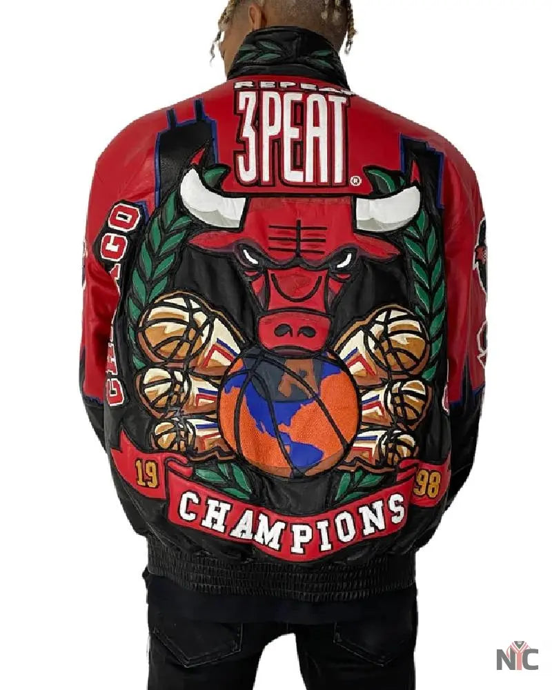 Chicago Bulls 3-Peat Championship Genuine Leather Jacket