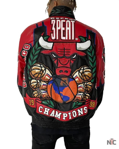 Chicago Bulls 3-Peat Championship Genuine Leather Jacket