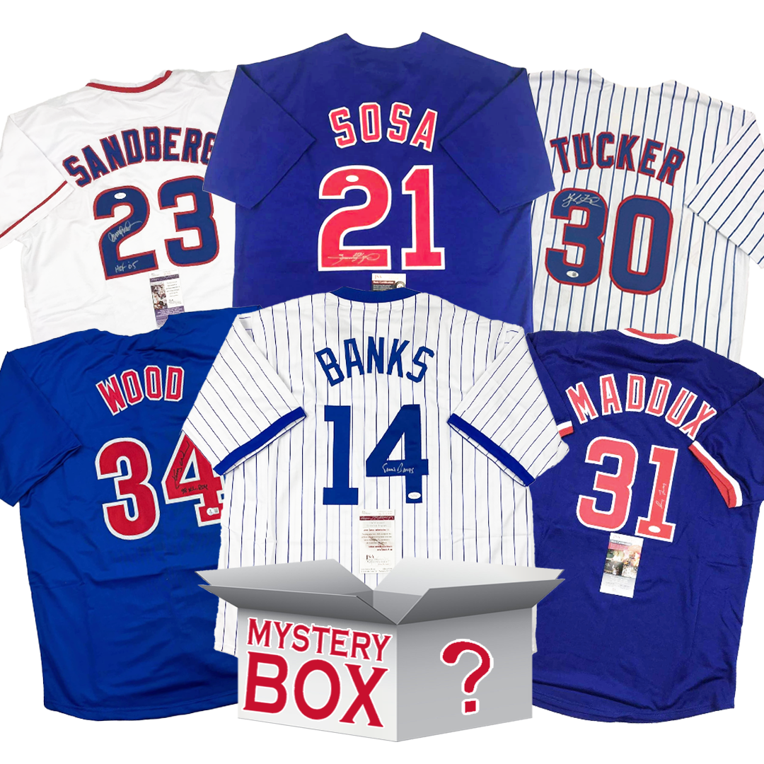 Autographed/Signed Chicago Baseball Jersey Mystery Box with PSA JSA or Beckett COA