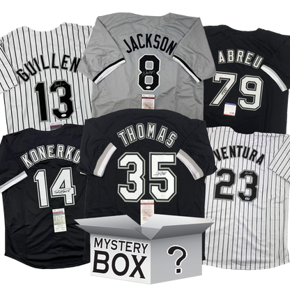 Autographed/Signed Chicago Baseball Jersey Mystery Box with PSA JSA or Beckett COA