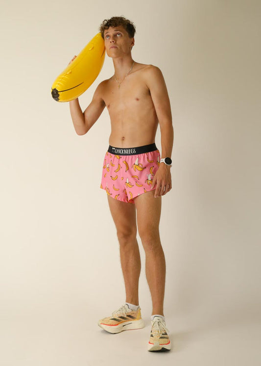 Men's Pink Bananas 2" Half Split Shorts (XS, S, M, L, XL)
