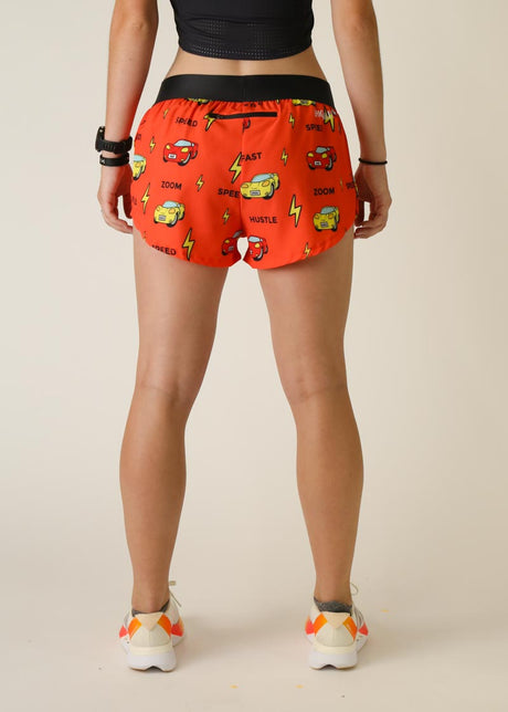 Women's Cars 1.5" Split Shorts (Orange) *