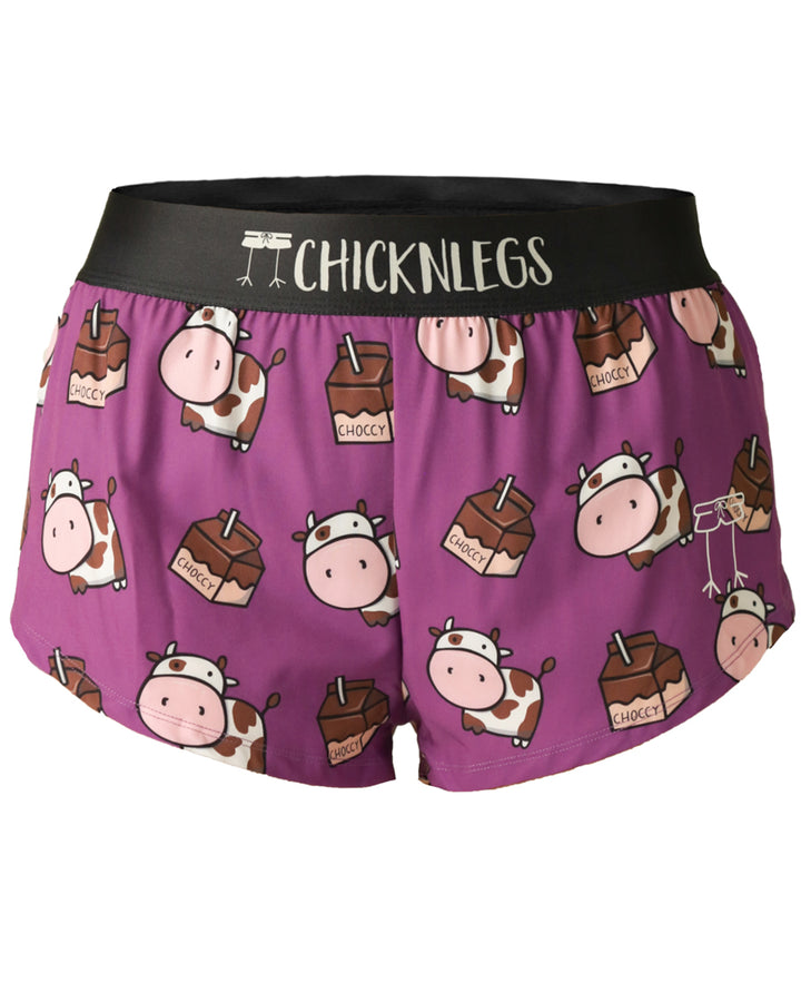 Women's Choccy Cows 1.5" Split Shorts (Purple)