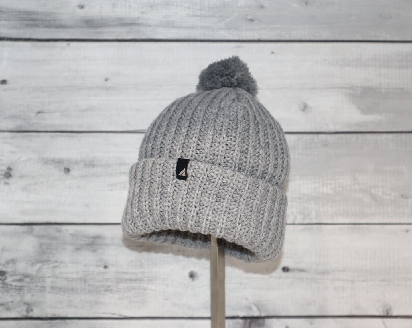 Child Acrylic Ribbed Cuff with Matching Pom Hat