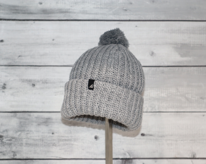 Child Acrylic Ribbed Cuff with Matching Pom Hat