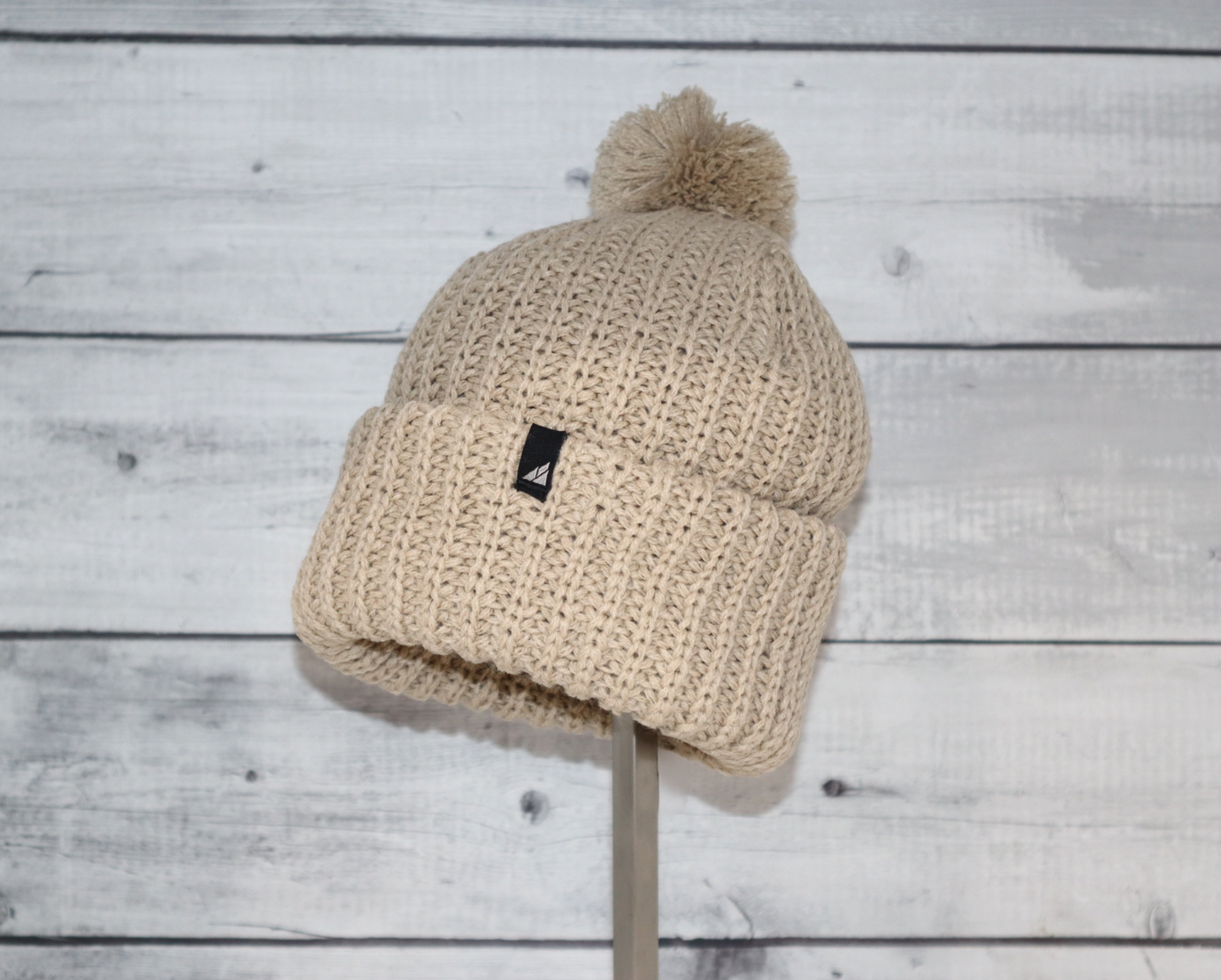 Child Acrylic Ribbed Cuff with Matching Pom Hat